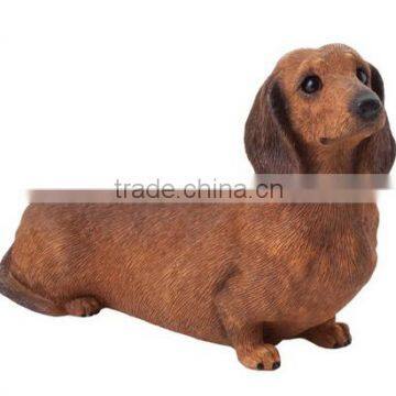 Sandicast Mid Size Smooth Red Dachshund Sculpture Sitting