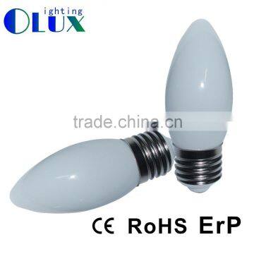 Hot selling E27 led lamp Fully glass housing body C30 2835SMD led bulbs 3W Candle lights C30/C37 LED