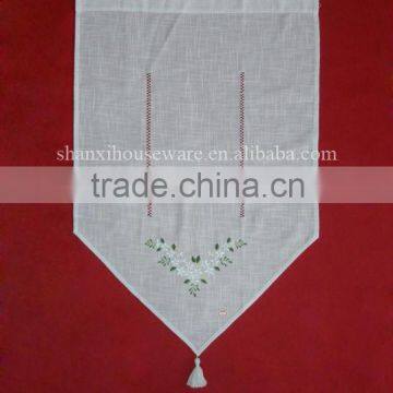 Ribbon embroidery curtain on linen type fabric