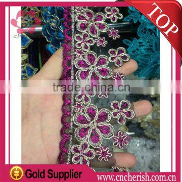 2016 indian saree lace trim hot sale 6cm embroidery designs water soluble flower lace for women