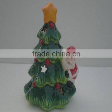 Christmas Santas Shape Ceramic Christmas Candle Holder photo-4