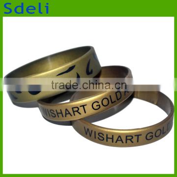 hottest promotional custom design silicone bracelet gold filled