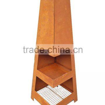 Outdoor Steel Fireplace Chimney With Rust Color photo-3
