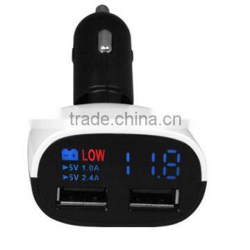 5 v / 3.4A dual port usb car charger with led display