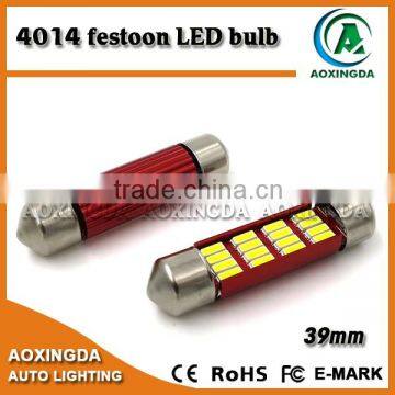Car lighting accessory festoon 39mm 4014 smd white led festoon light bulbs