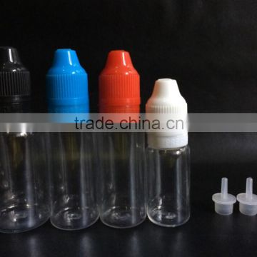 10ml, 15ml,20ml,30ml PET E-liquid /E-cigarette/Vapor bottle Thin Dropper Plastic Bottles With Childproof &tamper cap