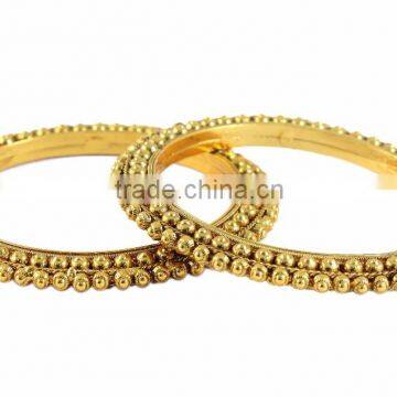 Indian Traditional Design Gold Plated 2 Pcs Polki Bangles Bracelet Set photo-2