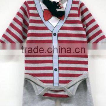 2014 New Boy Baby Set Long Sleeve Red Bow Tie Fringe Children Outlet Clothing