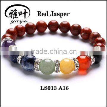 2016 Natural semi-precious red jasper bracelet chakra bracelet