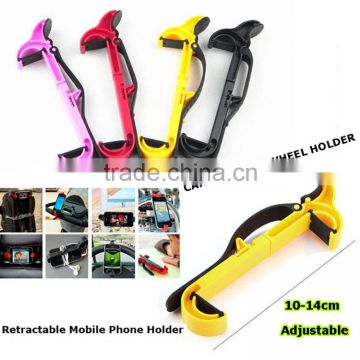 Factory Hotselling Universal Mobile Phone Car Sterring Wheel Holder for big screen Phone Sun-visor Tube Mount Anywhere to use