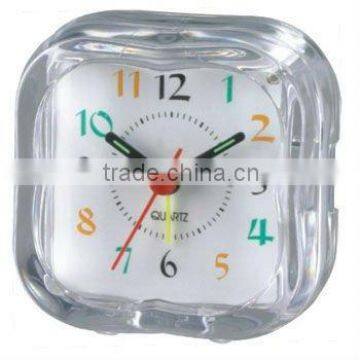 transparent analog snooze sweep alarm table clock with light