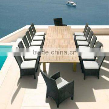 rattan furniture wood plastic table for 12 persons