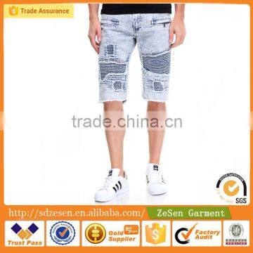 Customized Denim Biker Short China Wholesale Ripped Clothes For Men