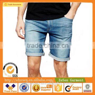 High Quality Stretch Denim Shorts In Skinny Light Wash For Men Wholesale Manufacturer