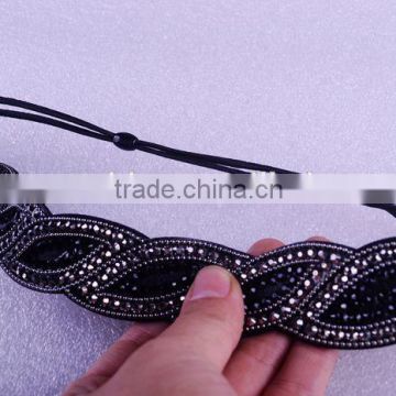 Black Rhinestone Bridal Elastic Headband,Rhinestone Elastic Headband For Adult