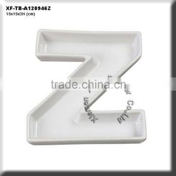 letter Z cone 04 bisque letter dishware