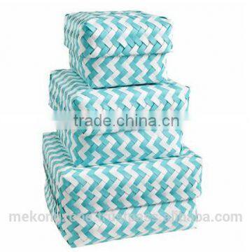 Zigzag Plastic Woven Basket, set of 3