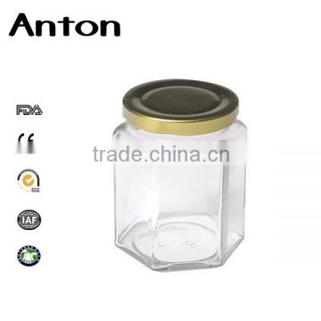 Various capacity footed glass storage jar sauce bottles with lid