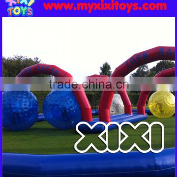 Colorful zorb ball racing pitch, children inflatable hamster ball track sport game