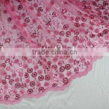 organza colorful litter sequin flower Indian Fabric Silk african fabric CL2029-4 pink