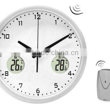 Newest design Radio controlled quartz wireless wall clock with wireless outdoor sensor S628B