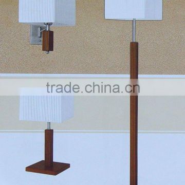 Wood red table lamp with fabric lamp shade