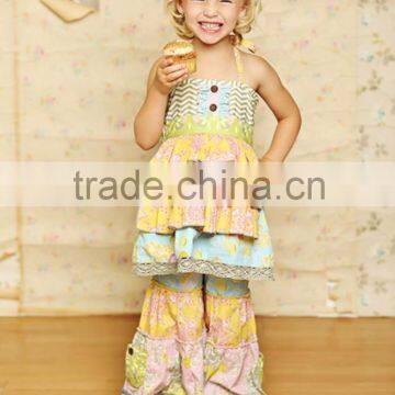 Unique Design Fall Winter 2pcs Stripe Ruffle Boutique Outfits With Two Pockets photo-6