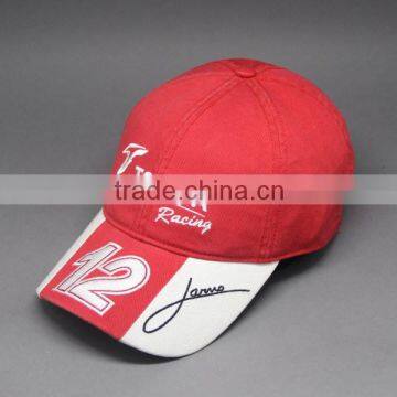 CUSTOM WASHED COTTON RACING BASEBALL CAP WITH EMBROIDERY LOGOS