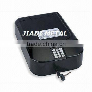Gun safe box with fixed stand and anti-burglary cable