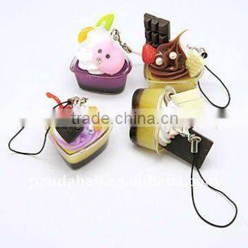 Resin Mobile Straps, with Iron Losbter Claw Clasps, Jelly, MixedColor, about 104mm, jelly: about 37x34x37mm(MOBA-H007-M)