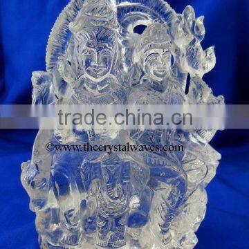 Exclusive Crystal Quartz / Sfatik Hand Carved Shiva Parivar / Family