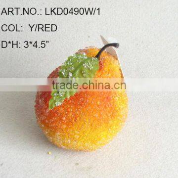 2013 New Artificial Fake Fruits Christmas 3*4.5" Artificial Sugar Pear With Glitter Christmas Tree Decoration