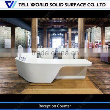 High glossy white stand desk/shop center reception desk/latest design reception desk