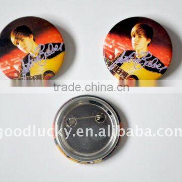singer star metal pin badge button with safety pin