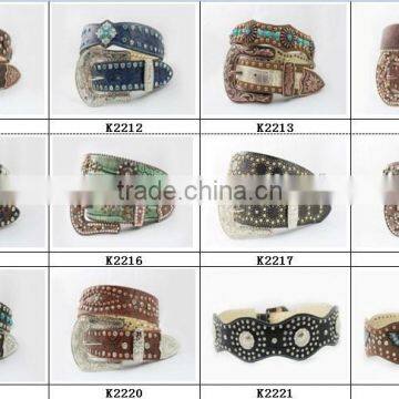 2015 New Design Western Cross Conchos White Croc-Skined Rhinestone Belt photo-4