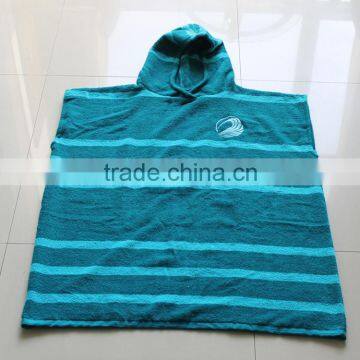 Colorful stripes yarn-dyed kids towelling robe towel hooded poncho