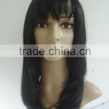 Cheap Synthetic Long Curly Fake Hair Wig Ladies Female African American Synthetic False Hair Wig With Full Bangs For Black Women