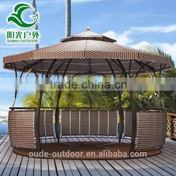 Hot sale outdoor garden gazebo PE rattan cover iron frame WPC floor outdoor garden gazebo tent                        
                                                Quality Choice