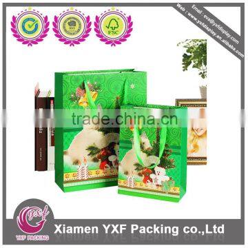 Cute Green Paper Bag With Cat Design