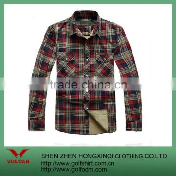 2012 Autumn Long Sleeve Men Plaids Casual Shirts With Chest Pockets Design