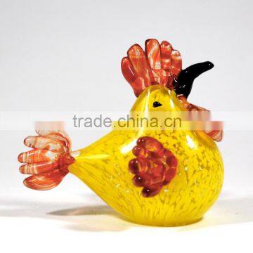 Glass craft+ Cock+Red+Yellow+Crystal Art