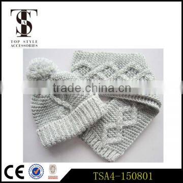 classical design professional factory fashion short winter knitted scarf hat attached sets