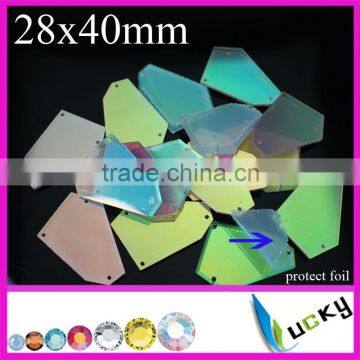 crystal ab color sew-on acrylic mirror rhinestone various shapes