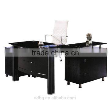 PT-D0418 glass metal office table with cabinet,Modern Tempered Glass Office Table