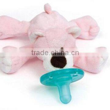 Funny new design cotton material plush dog toy baby pacifier