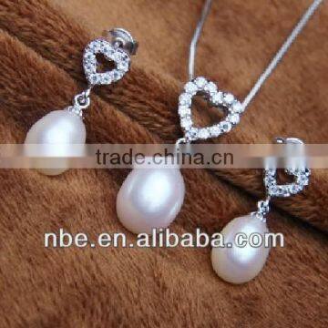 Fashion heart design jewelry pearl set