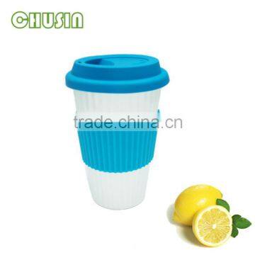 Coffee mug heat-resistant ceramic mug with silicone lid and sleeve