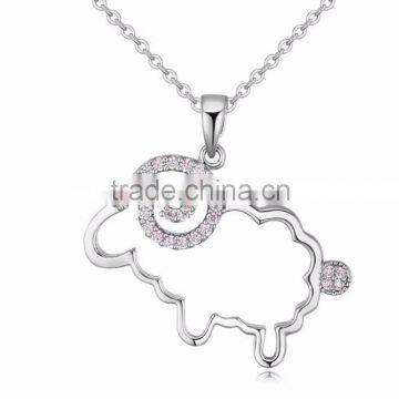 Wholesale new design little sheep AAA micro inlay zircon copper gold plated pendant necklace