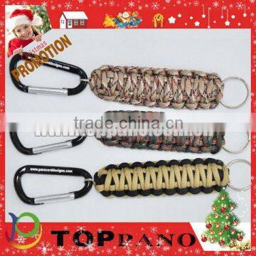 promotional and adjustable metal buckle paracord keychain for bags