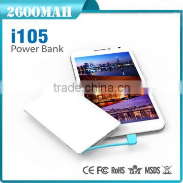 best selling products portable credit card power bank 2600mah